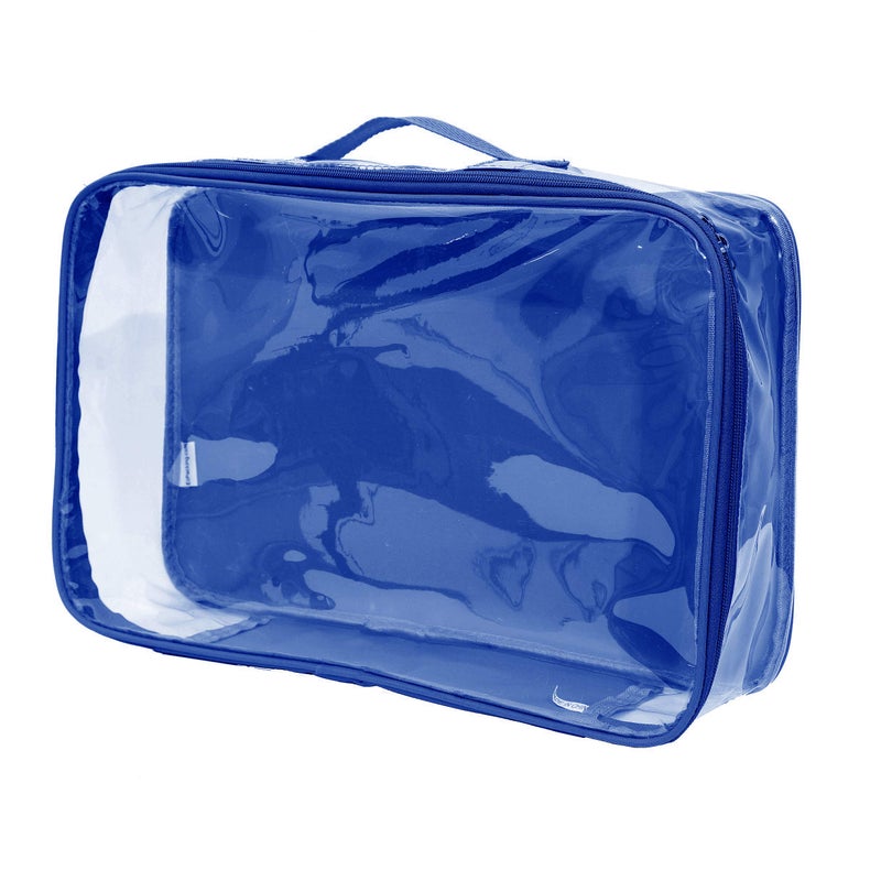EzPacking Large Clear Travel Packing Cube/See-Through PVC Organizer for Suitcase/Multipurpose Pouch w/Handle/Dress Shirts, Pants, Cashmere, Sweaters & Seasonal Linen Storage Protection (Royal Blue) - Image 1